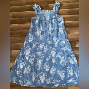 Old Navy Floral Chambaray Tiered Dress